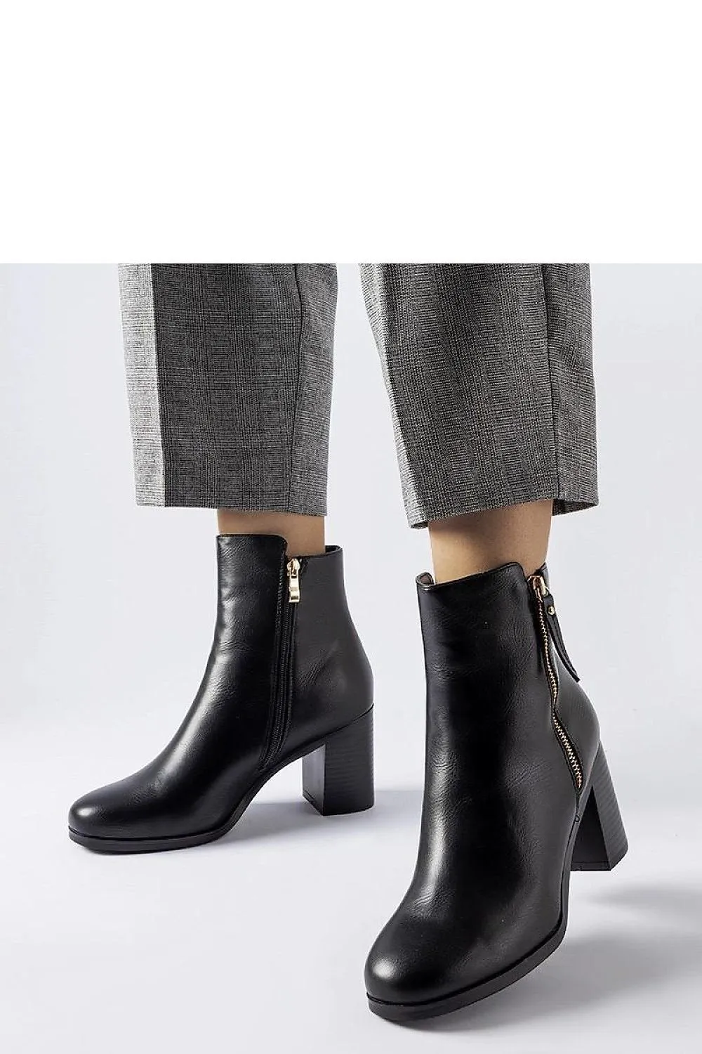 Black insulated classic ankle heel boots